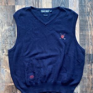 Vintage Ralph Lauren Blue Label V-Neck Golf Sweater Vest - Navy